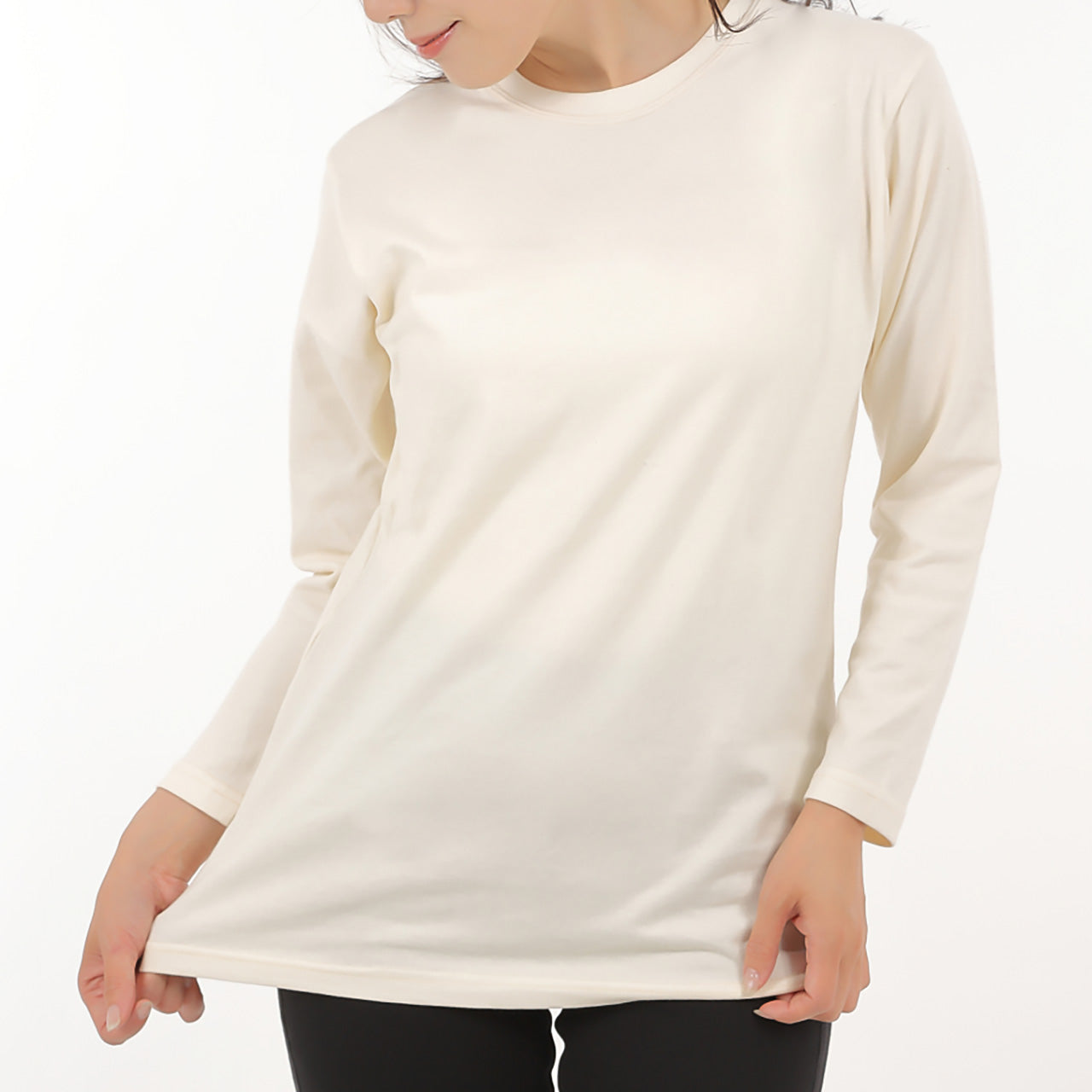 ゆったりオーガニックコットン ロングTシャツ-2枚セット(8805)