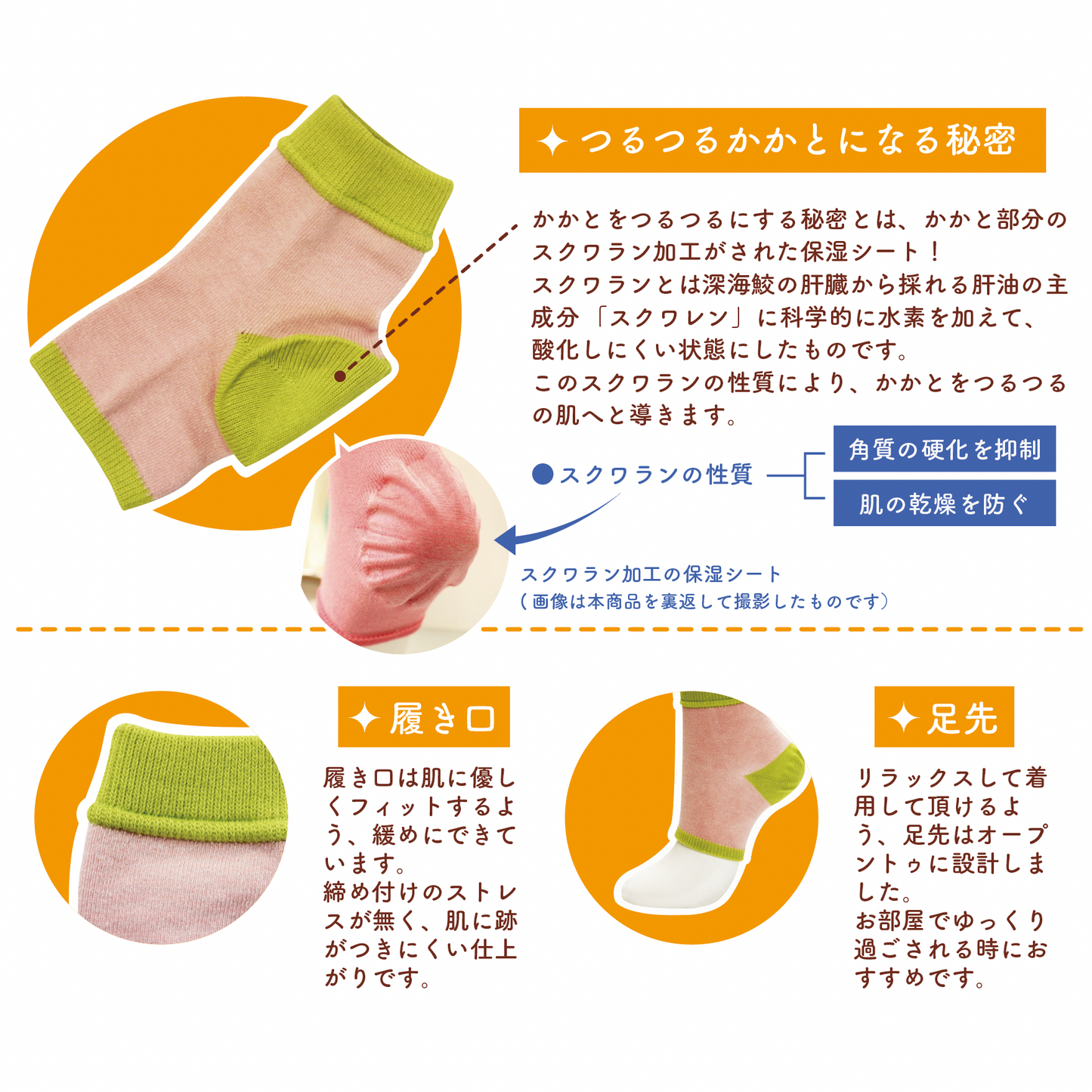 かかと つるつる ソックス(7107)