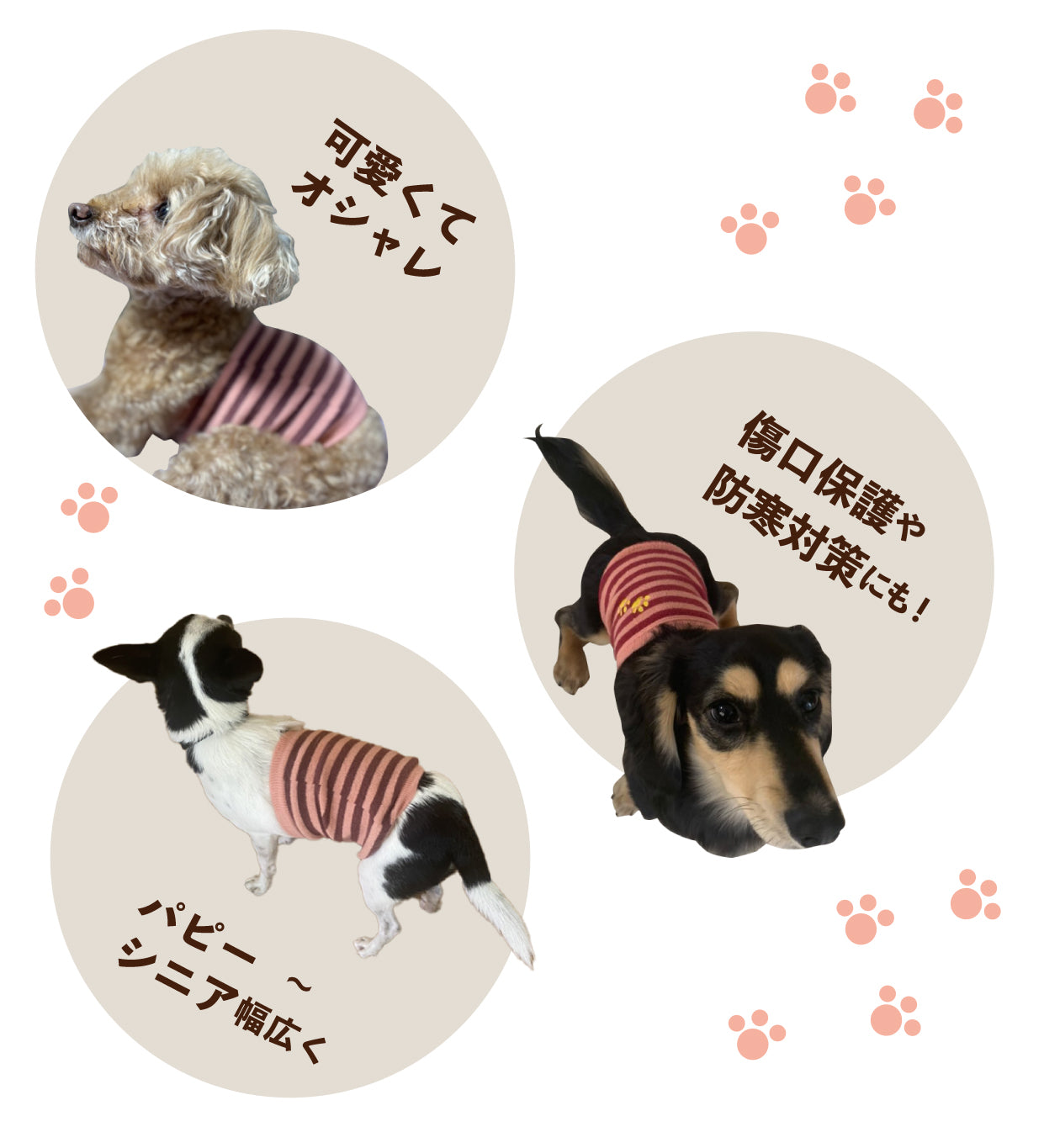 ニットで暖かいワンちゃん用腹巻&飼い主さん用ウォーマー