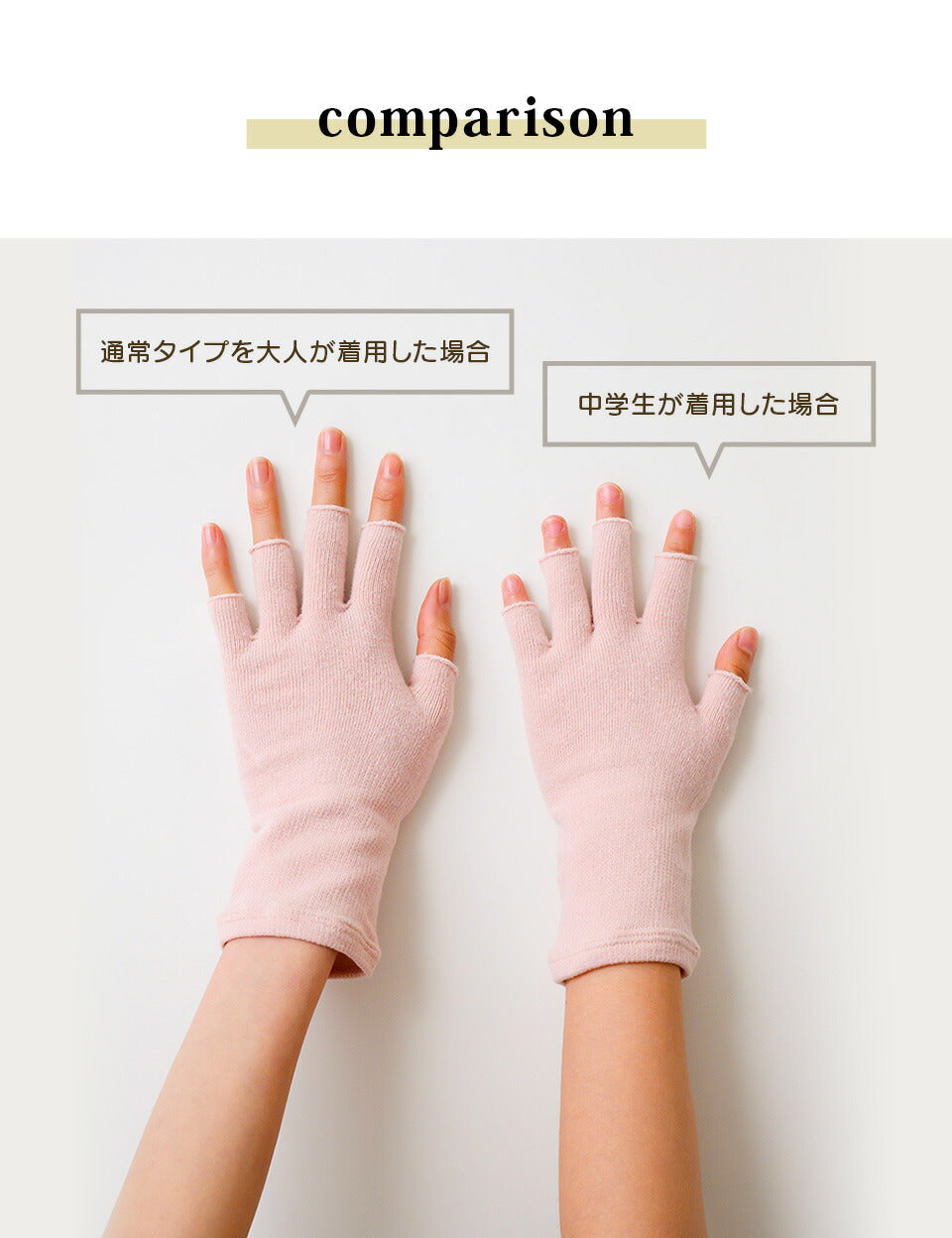 オーガニックコットン5本指手袋(8624)