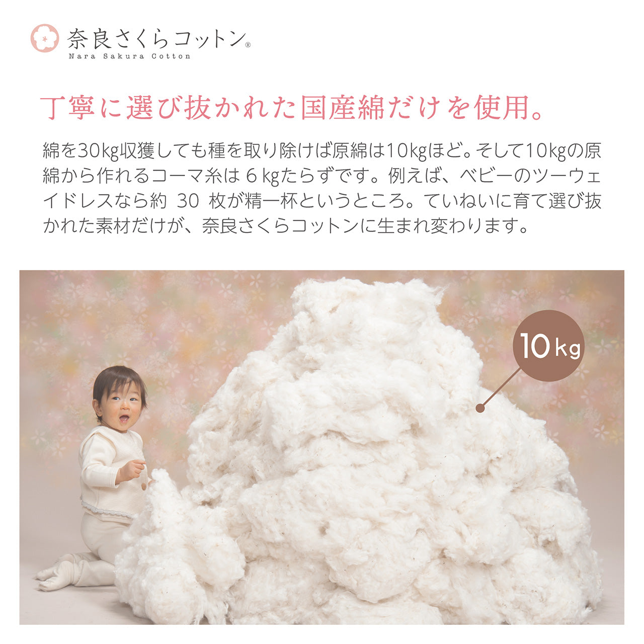 【純国産綿】奈良さくらコットン　７分袖シャツ