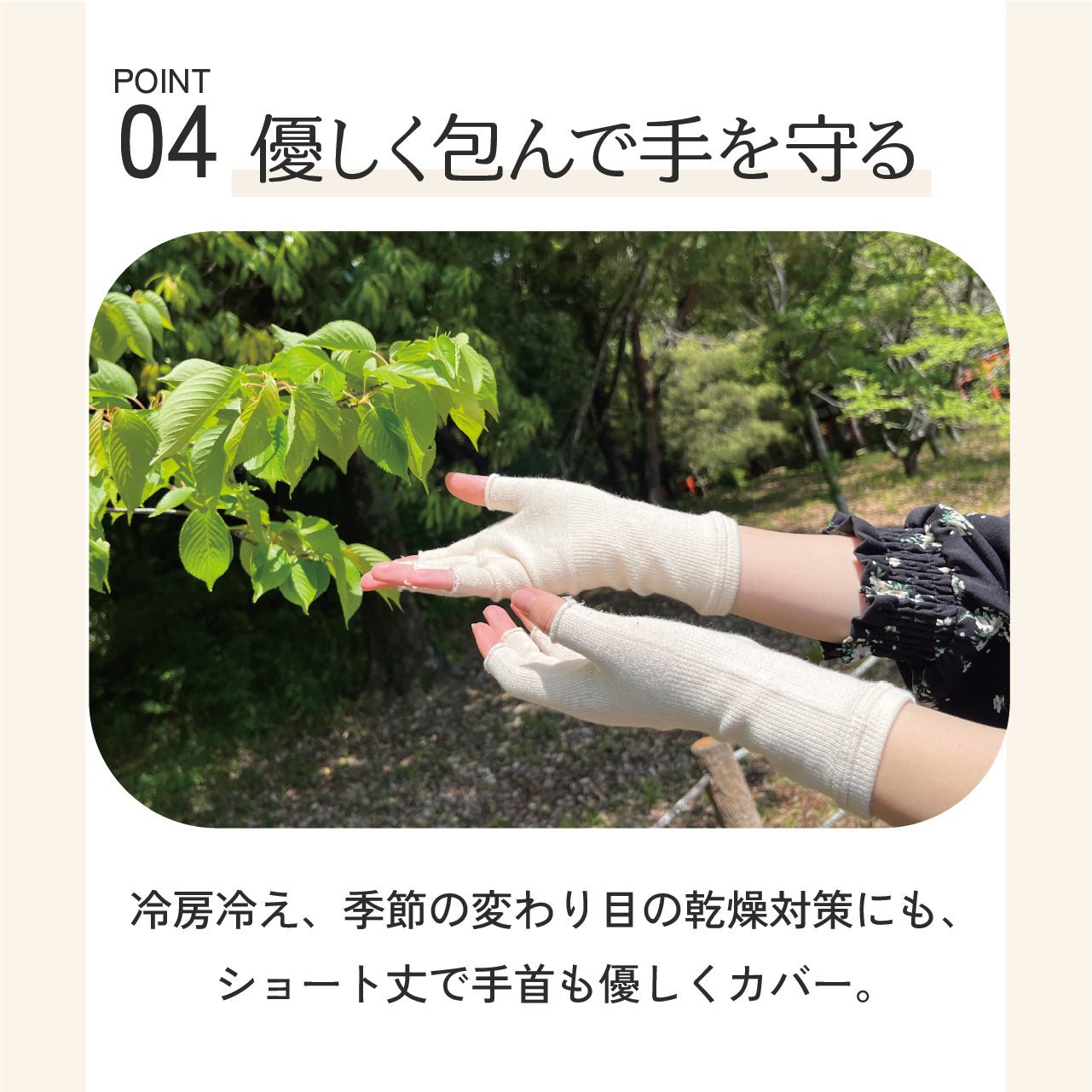 オーガニックコットン５本指手袋(8624)