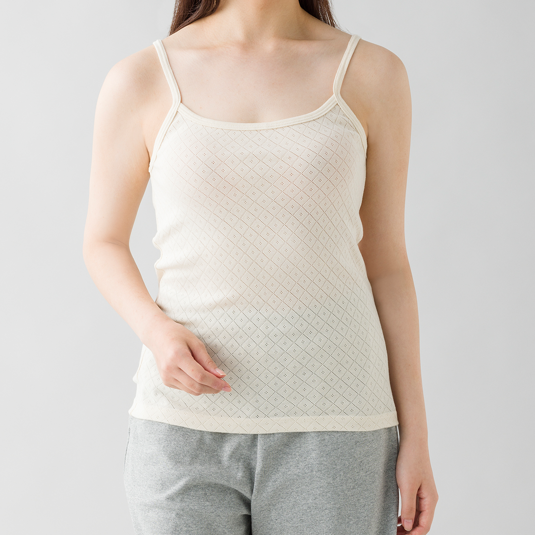 【NEW】綿100%日本製・優しい肩紐のオーガニックコットンキャミソール