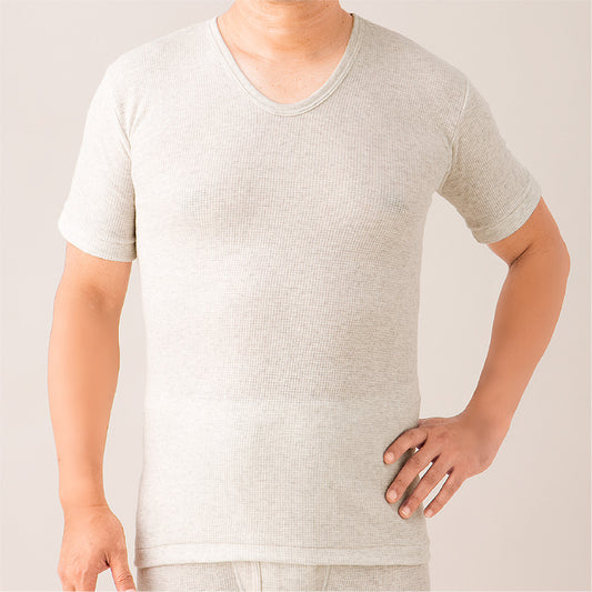 リブ調キルトインナー　男性用半袖シャツ(3322)