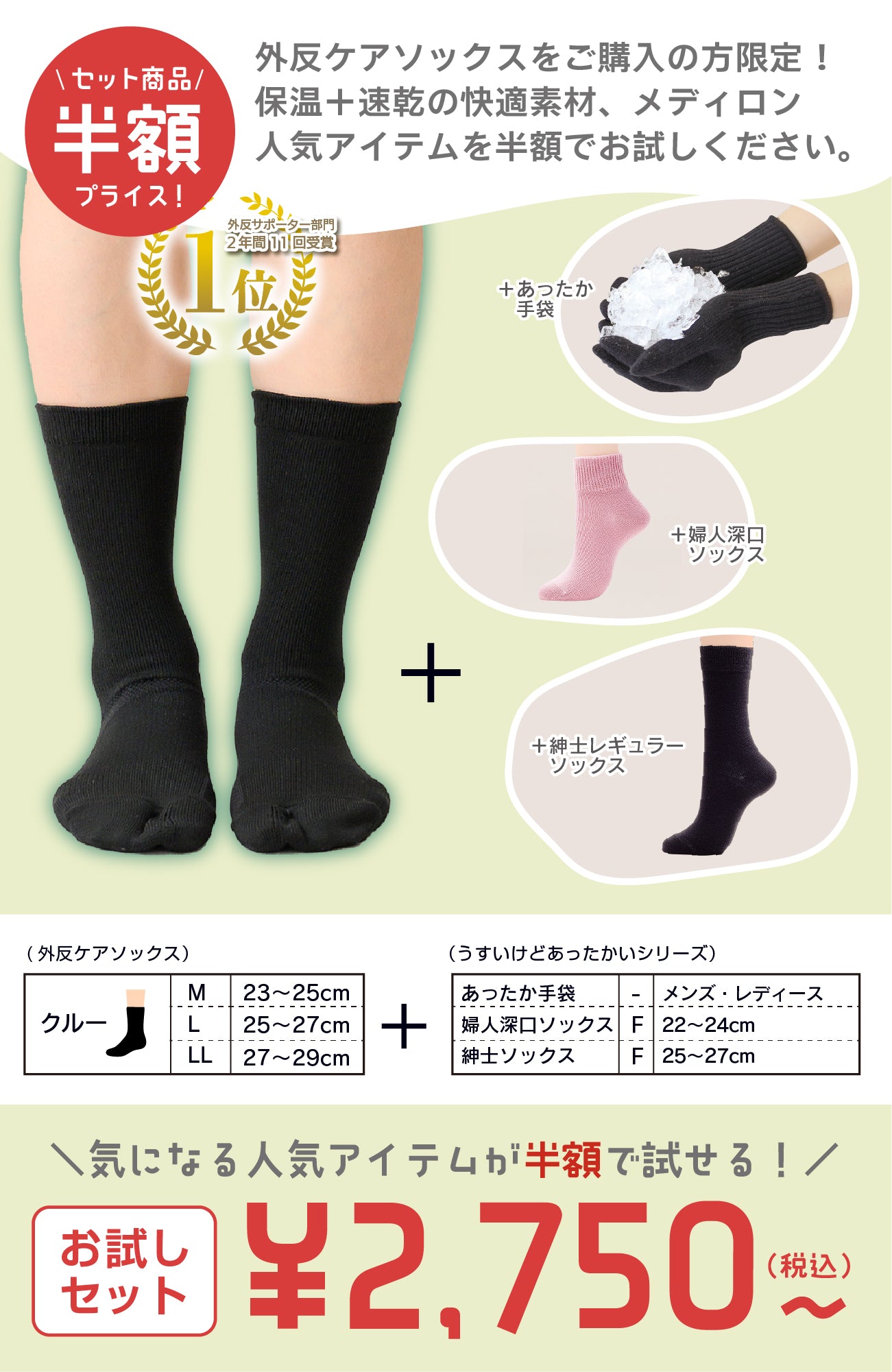 【お試しセット】外反ソックス＋メディロンシリーズ